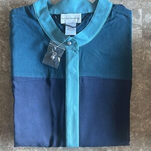NWT Soft surrounding silk blouse in two toned blue XL